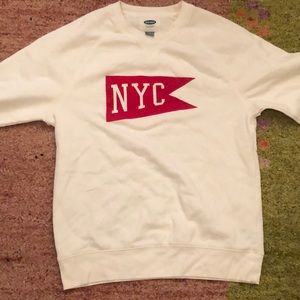 NYC white embroidered crewneck sweatshirt